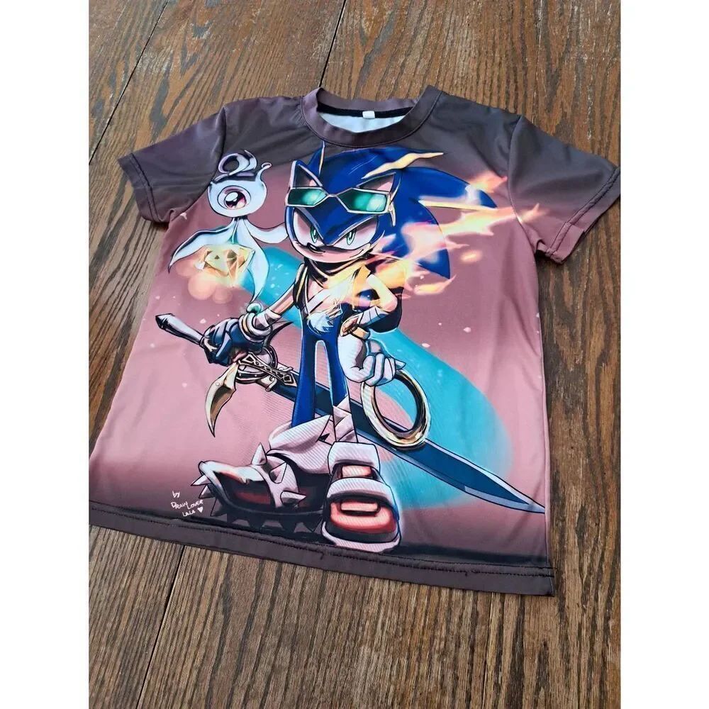 Small Sonic Short Sleeve Crew Neck Pullover Tee Tshirt Shirt